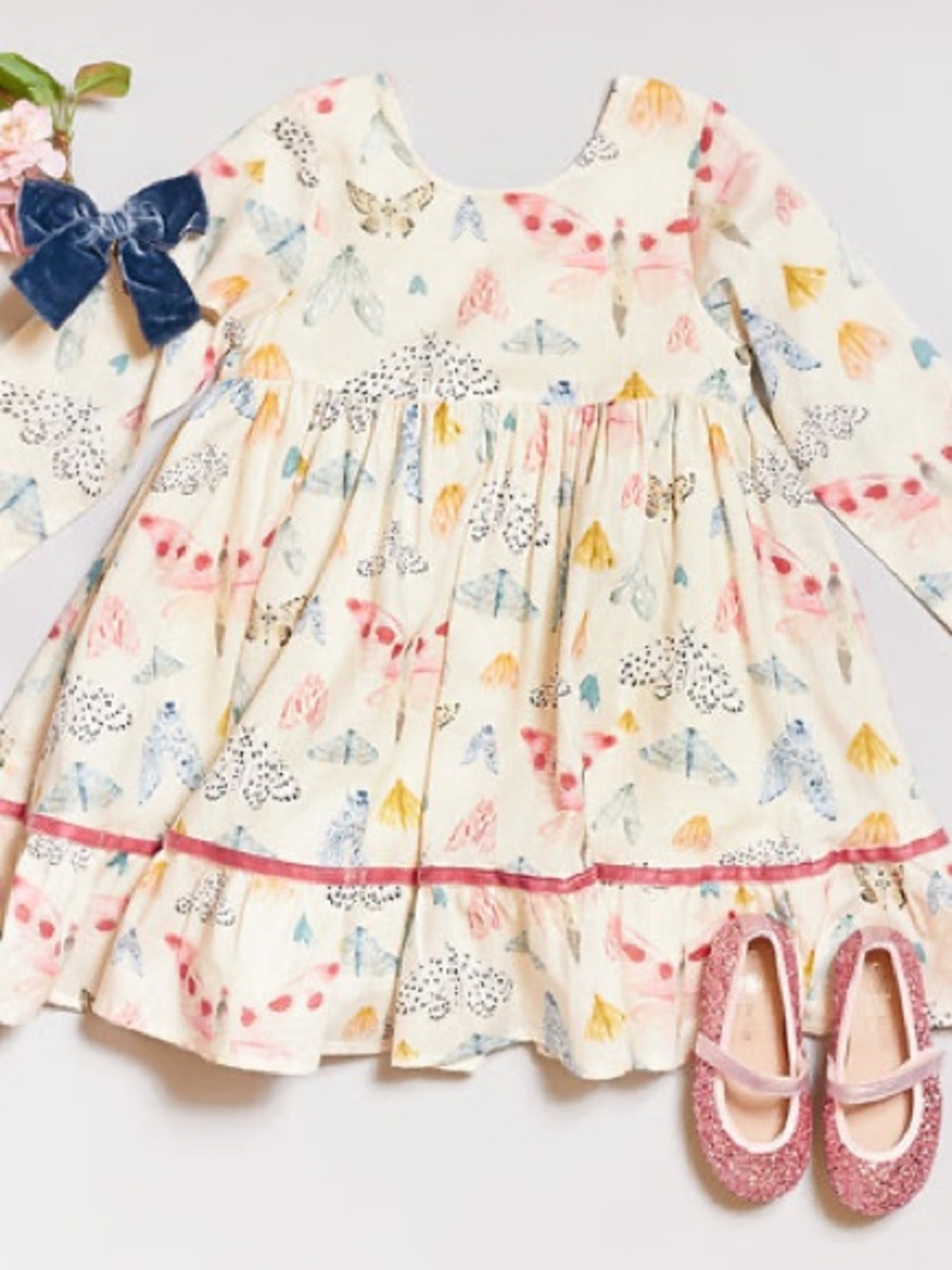 Pink Chicken Coralee Dress - Moth Print - Sz 4